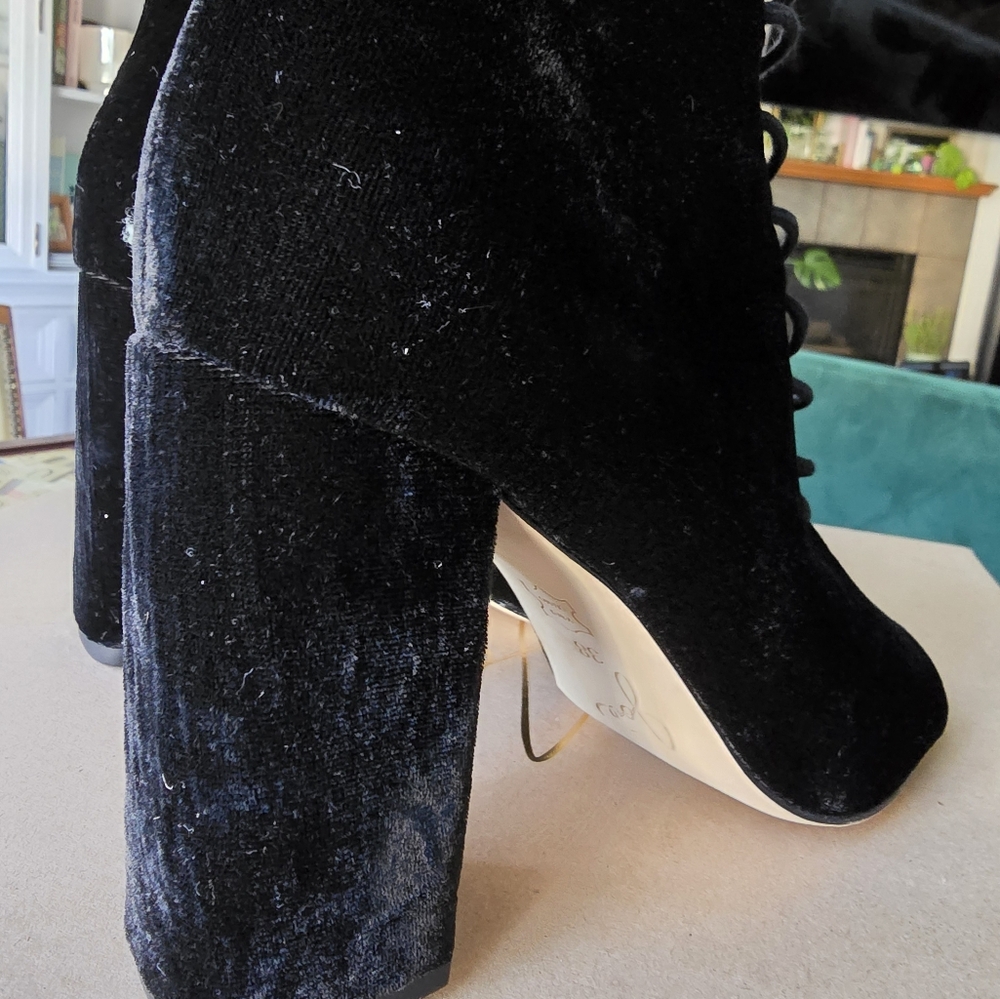 Joie Black Velvet Lace Up Heel - Picture 7 of 11